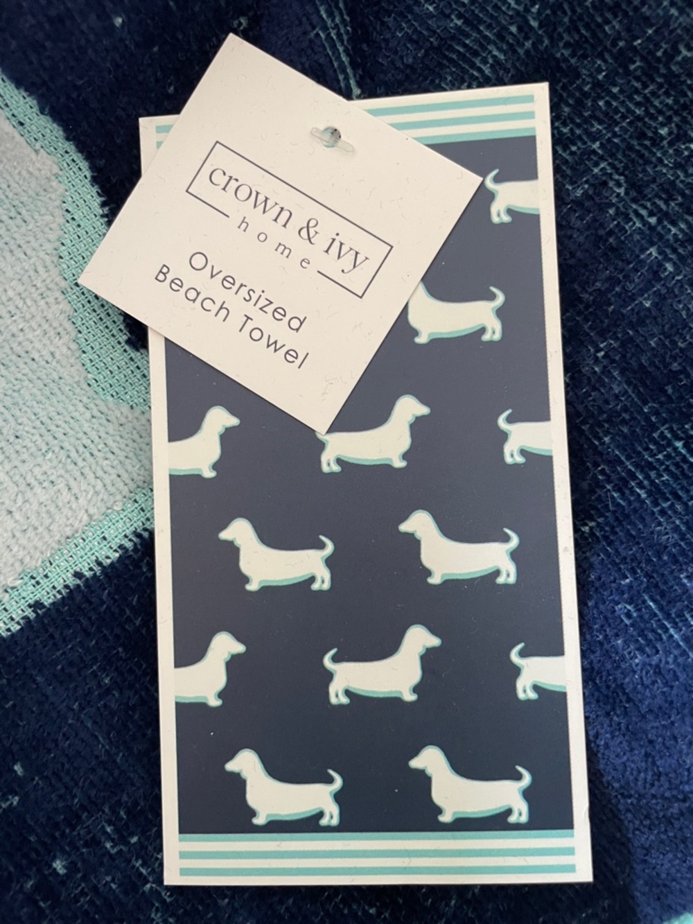 Navy Blue Dachshund oversized, beach towel - Picture 4 of 5